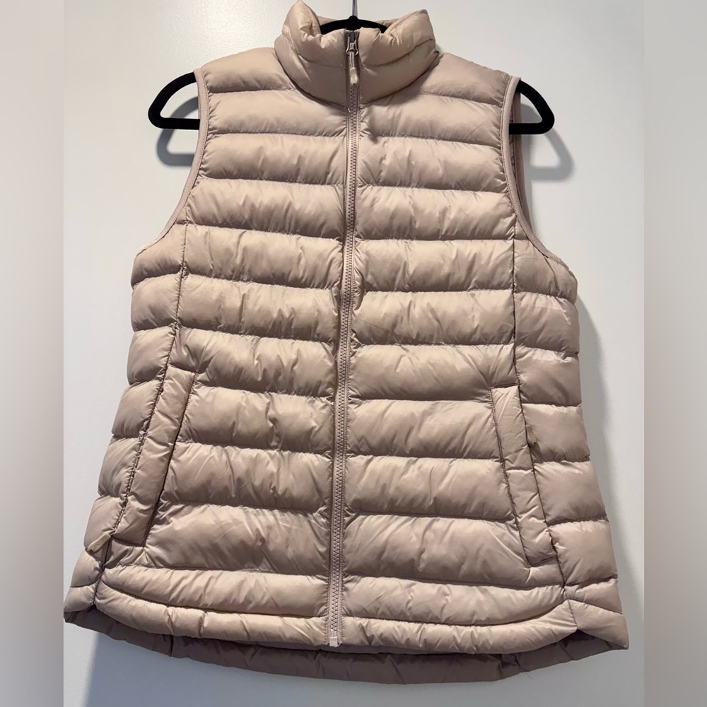 32 Degrees Heat Lightweight Quilted Puffer Vest Taupe Zip Pockets Size S